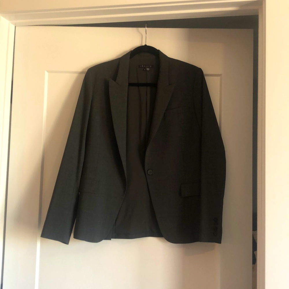 Theory, grey blazer. Size 8. Like new.